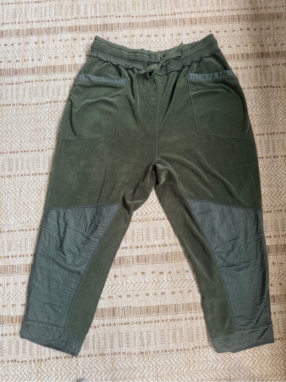 Free People Olive Green Women’s Casual Terry Cloth Jogger Pants